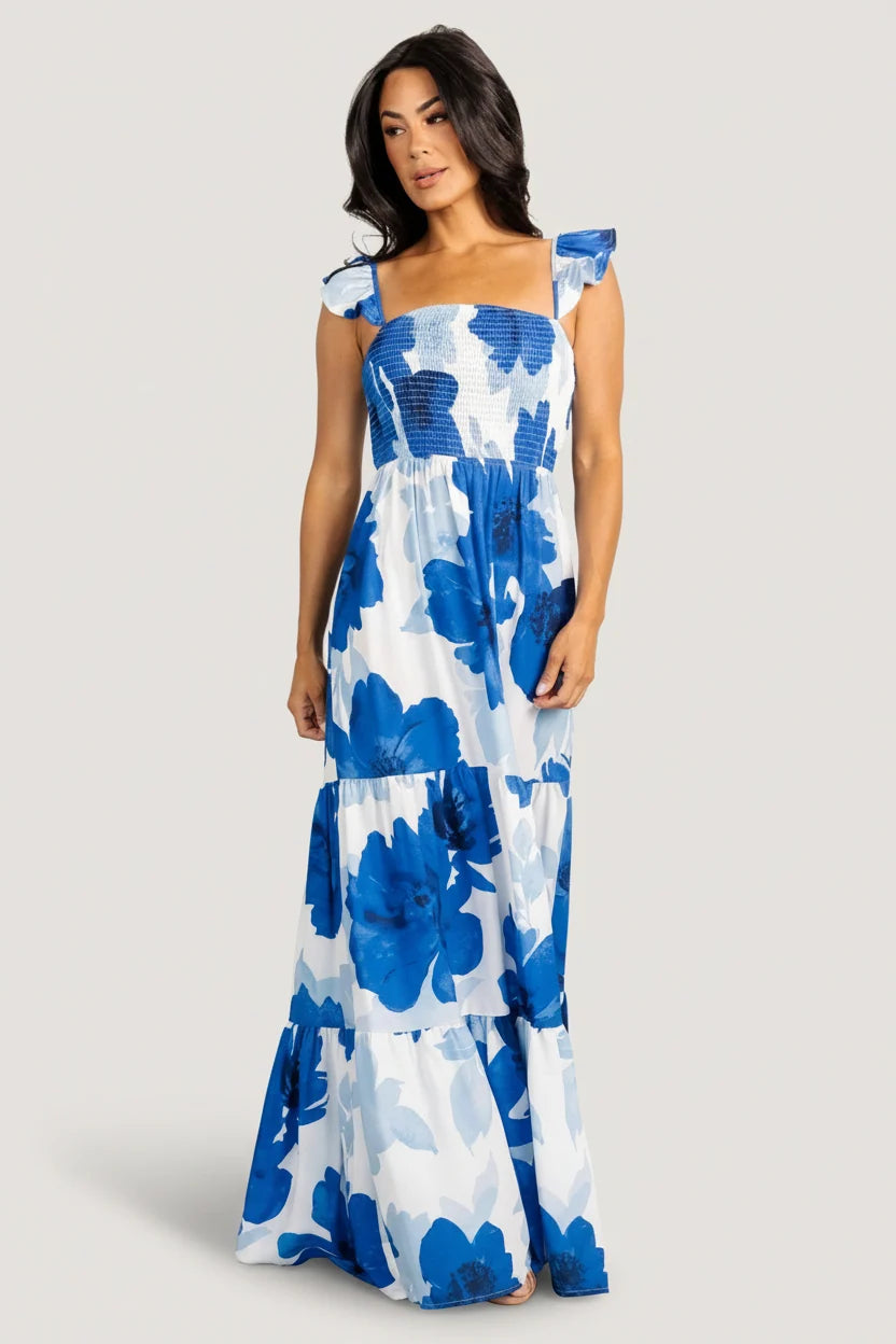 Mikaela Maxi Dress | Blue Floral Main image