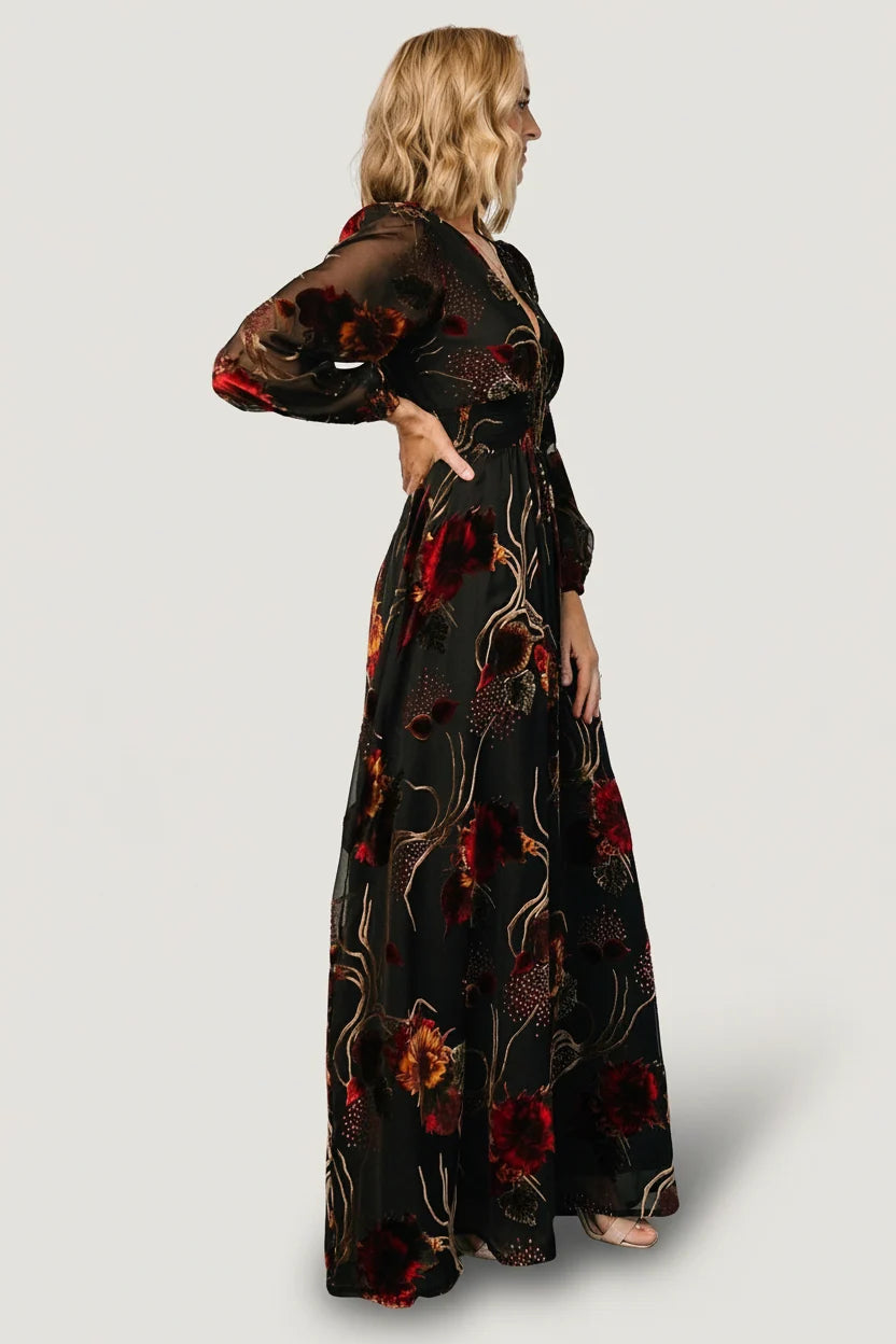 Mikla Maxi Dress | Black Multi