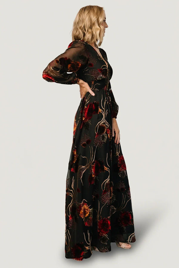 Mikla Maxi Dress | Black Multi