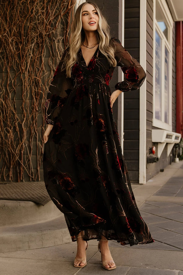 Mikla Maxi Dress | Black Multi