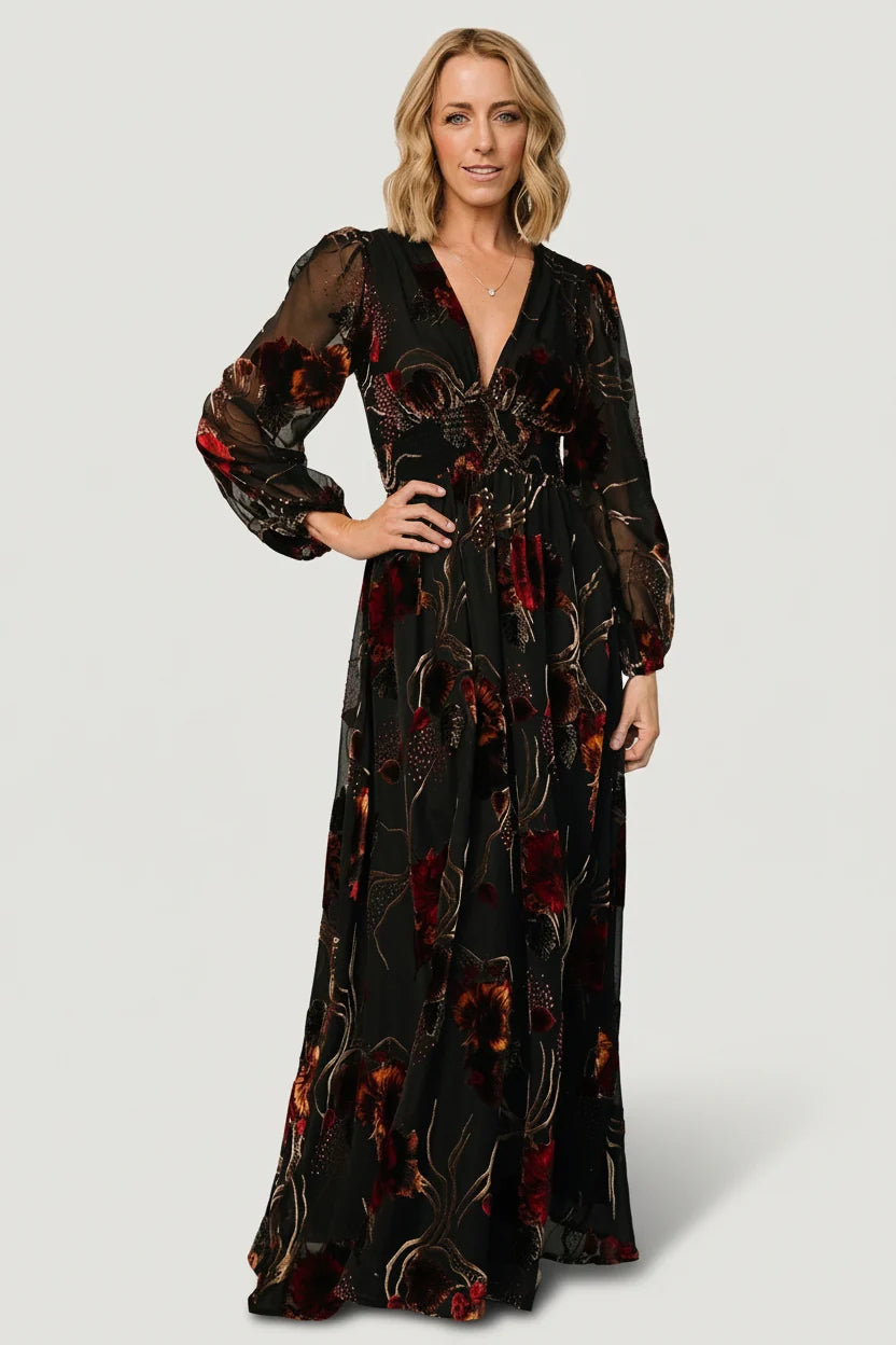 Mikla Maxi Dress | Black Multi