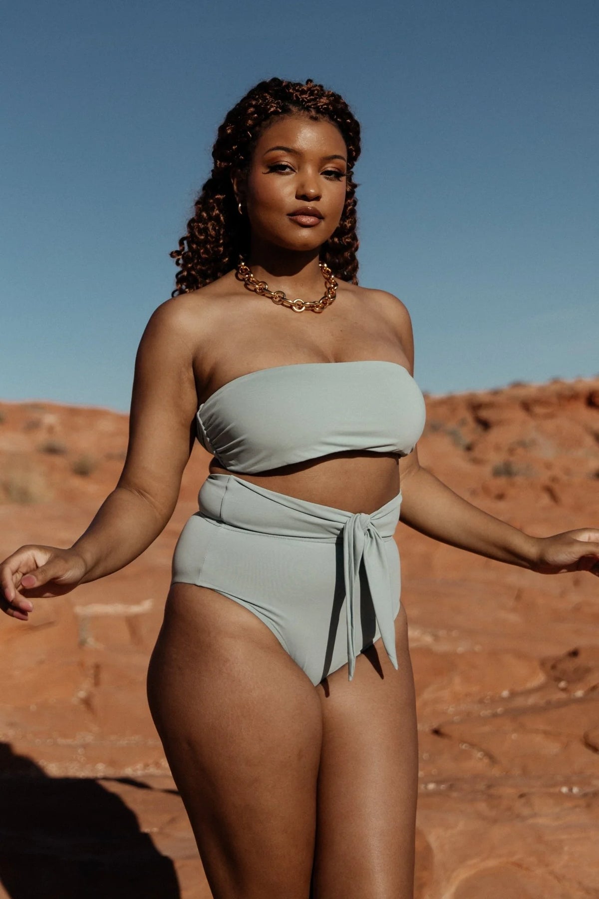 Milos High Waist Bikini Bottom | Sage