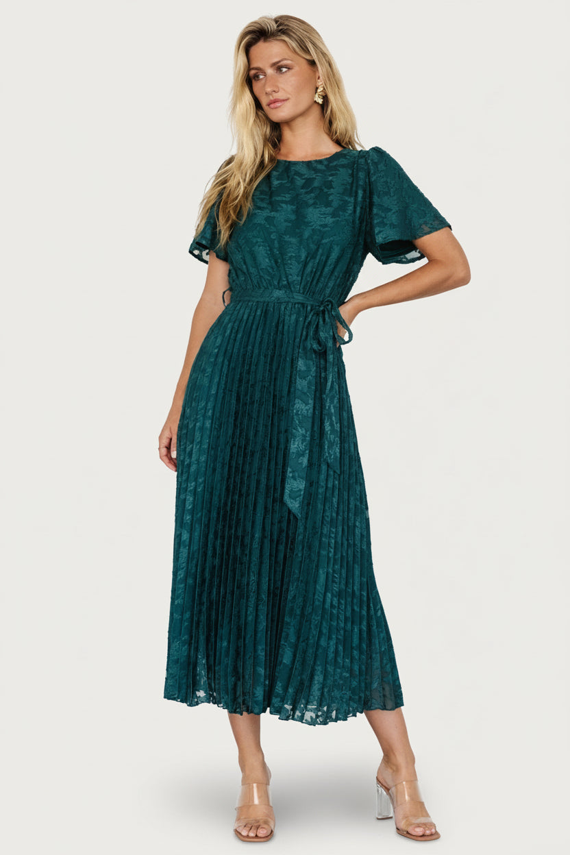 Mindy Pleated Dress | Emerald Main image