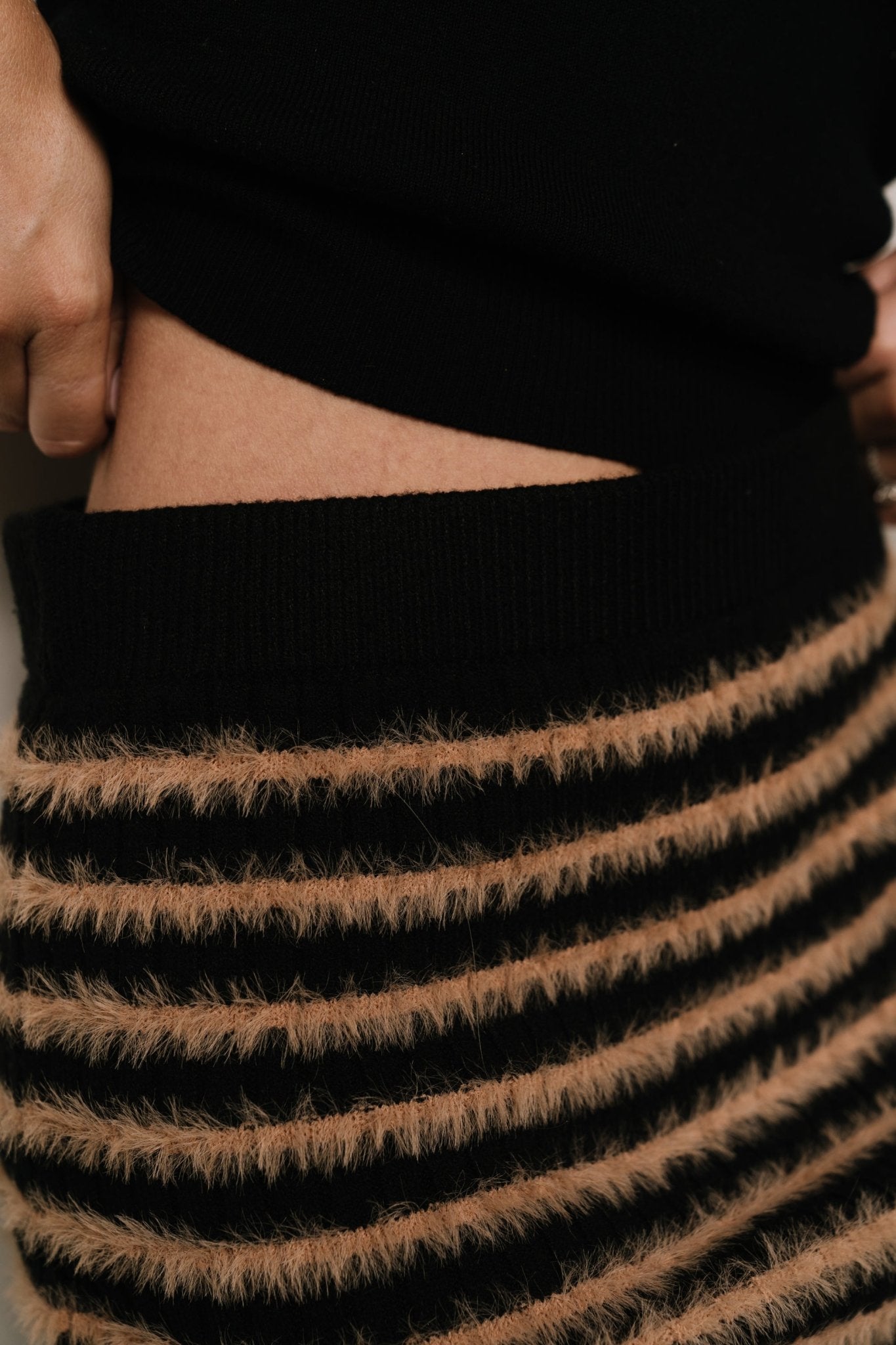 Mitzi Knit Midi Skirt | Black + Camel Secondary image