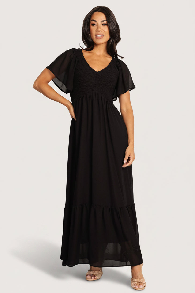 Monica Smocked Dress | Black Main image