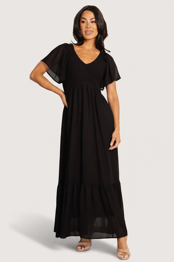 Monica Smocked Dress | Black