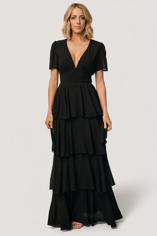 Montaigne Ruffle Maxi Dress | Black