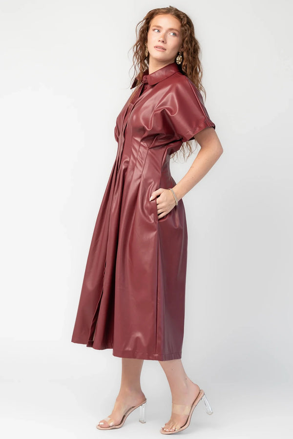 Montclair Structured Midi Shirt Dress | Burgundy