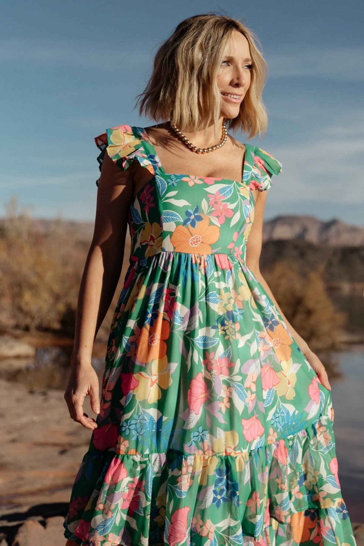 Monte Tiered Maxi Dress | Green Multi