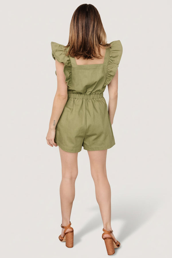 Montgomery Denim Romper | Olive