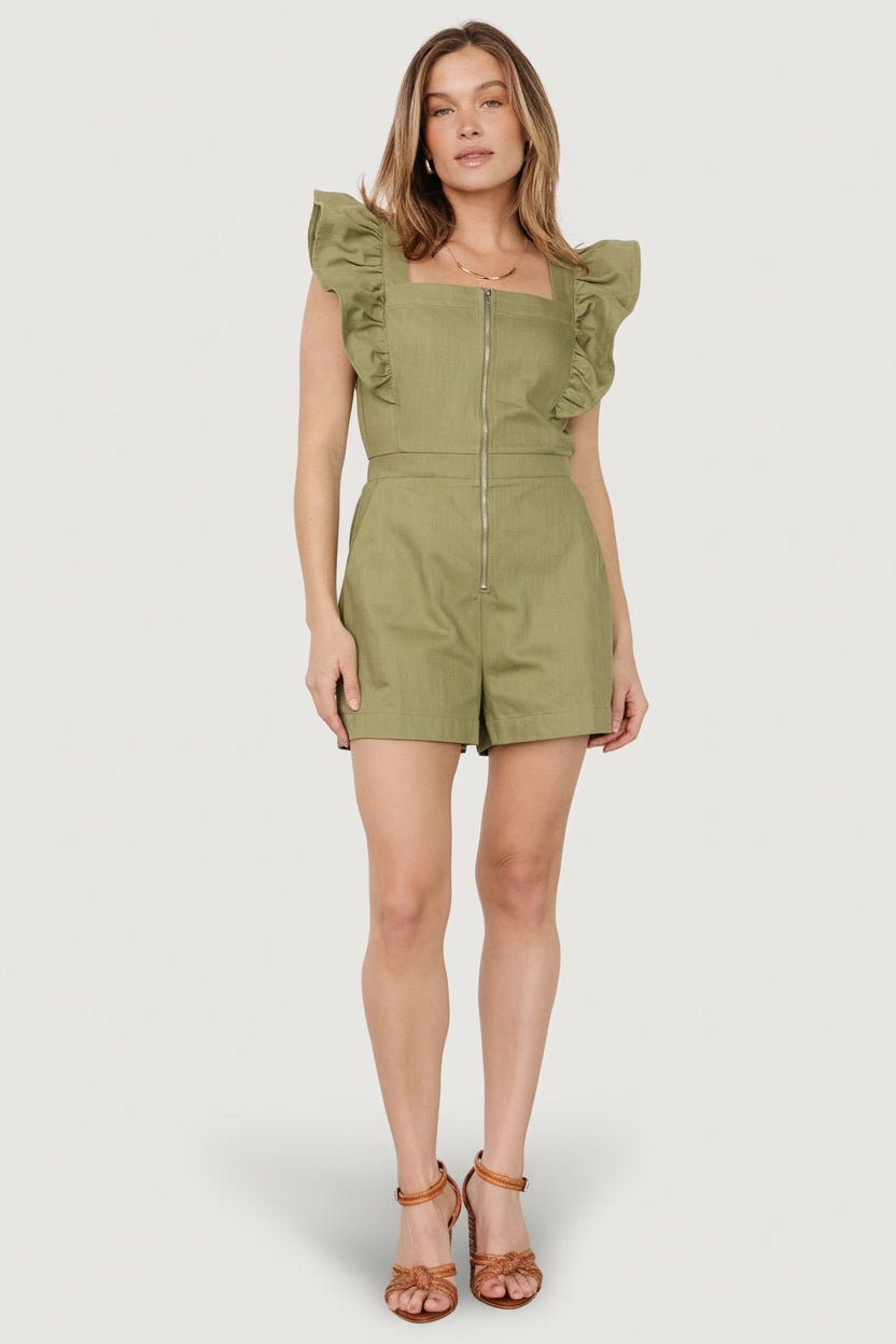 Montgomery Denim Romper | Olive