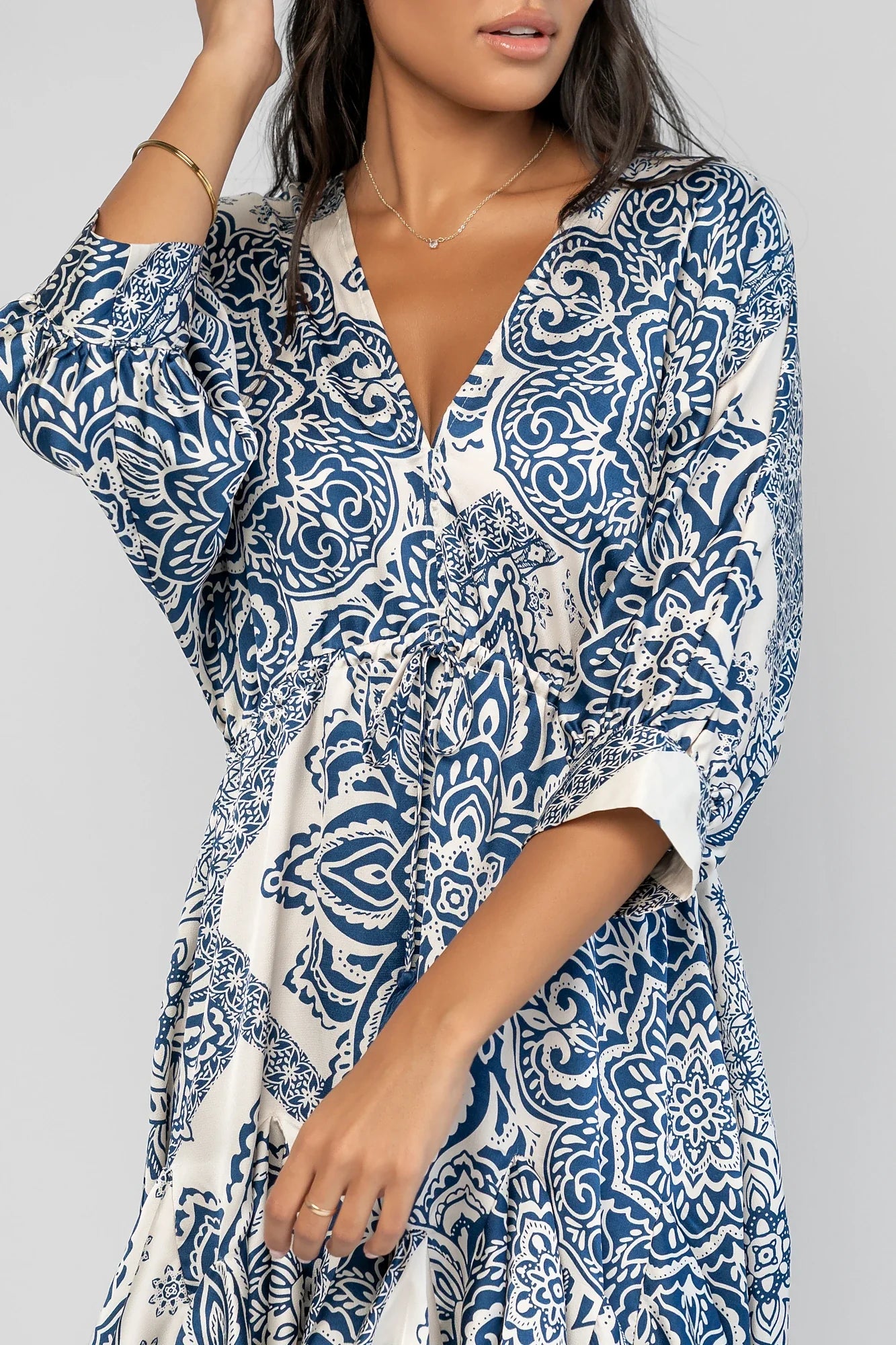 Morwen Short Dress | Navy Print Secondary image