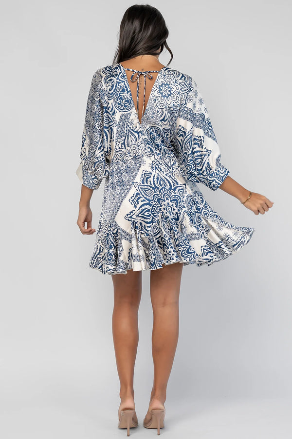 Morwen Short Dress | Navy Print