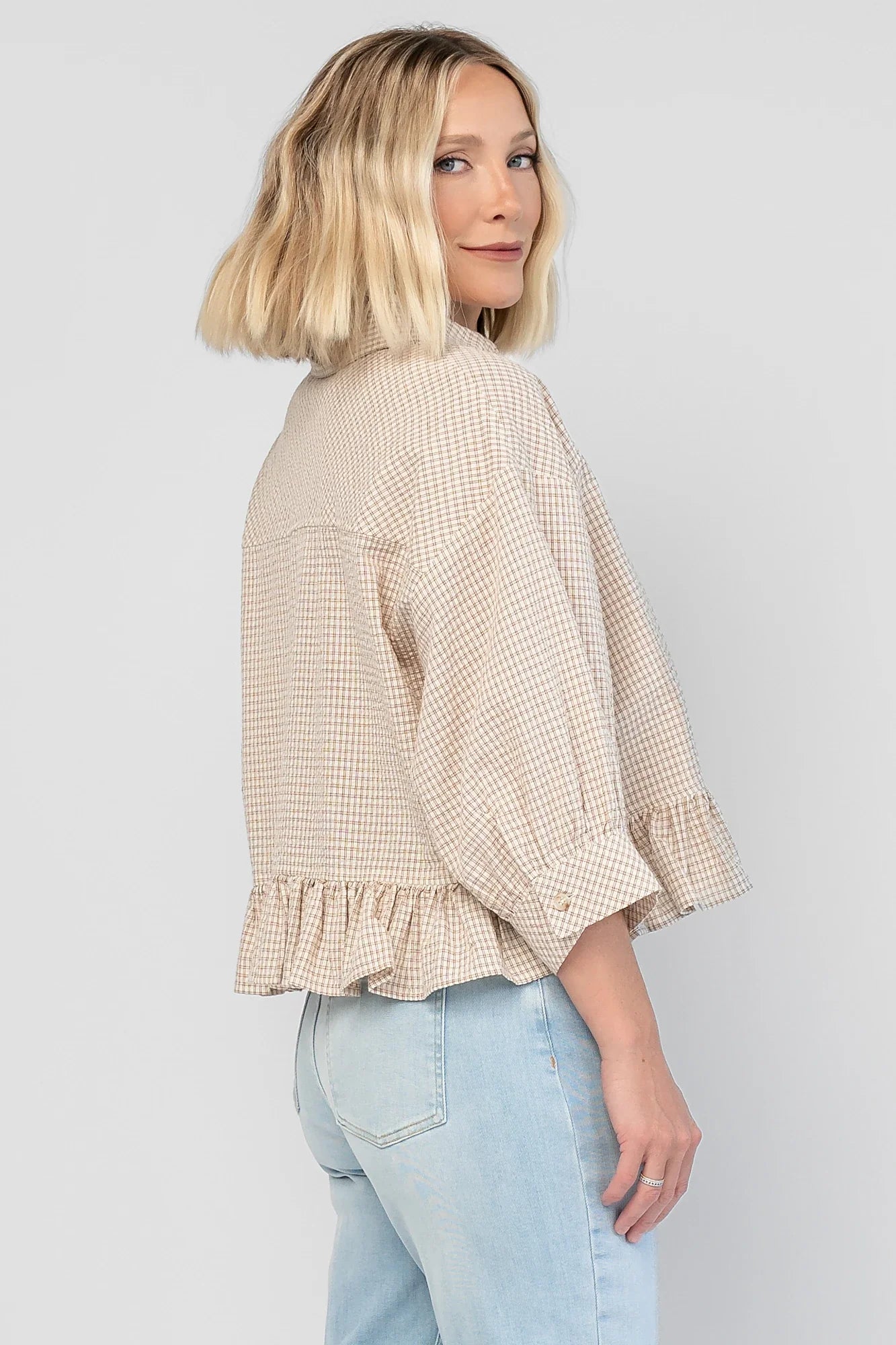 Murphy Relaxed Peplum Top | Beige Secondary image