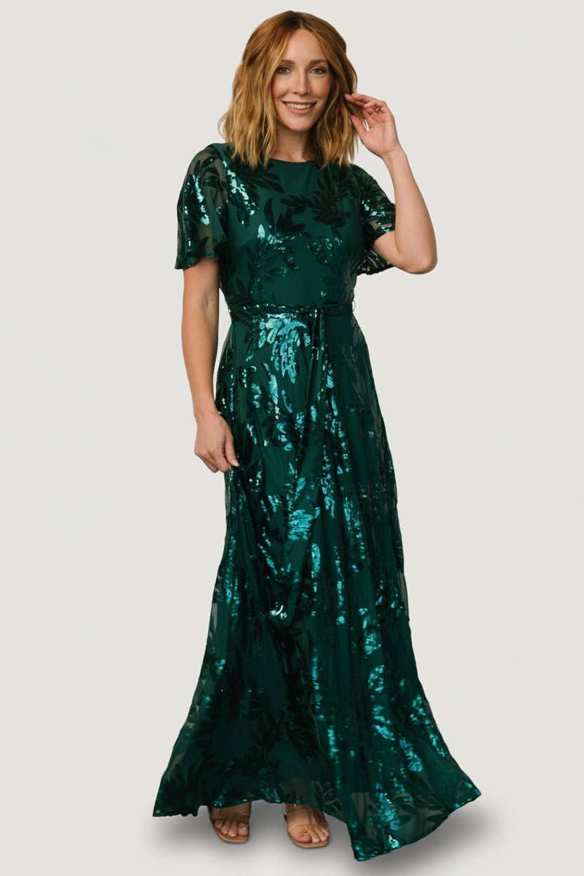 Muse Sequin Maxi Dress | Emerald Main image