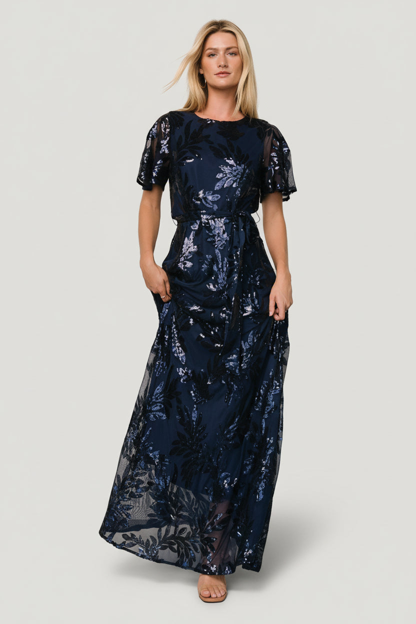 Muse Sequin Maxi Dress | Navy Main image