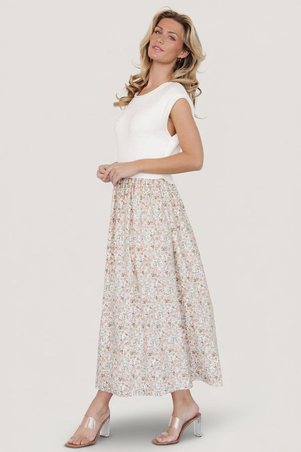 Myra Sweater Dress | Ivory + Coral Floral