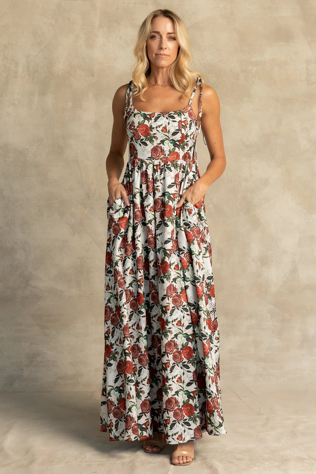 Nadine Maxi Dress | Red + Green Floral