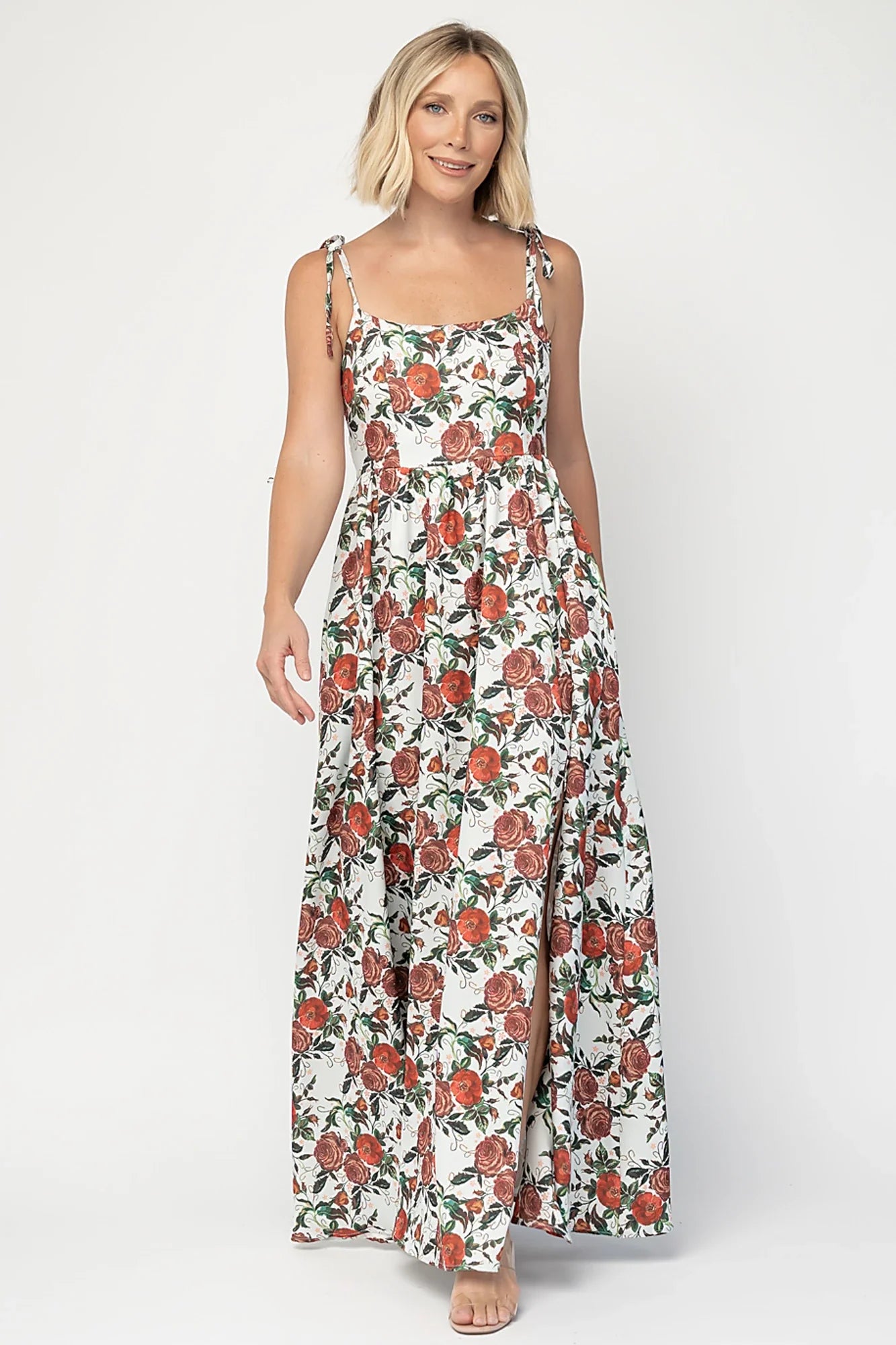 Nadine Maxi Dress | Red + Green Floral Secondary image