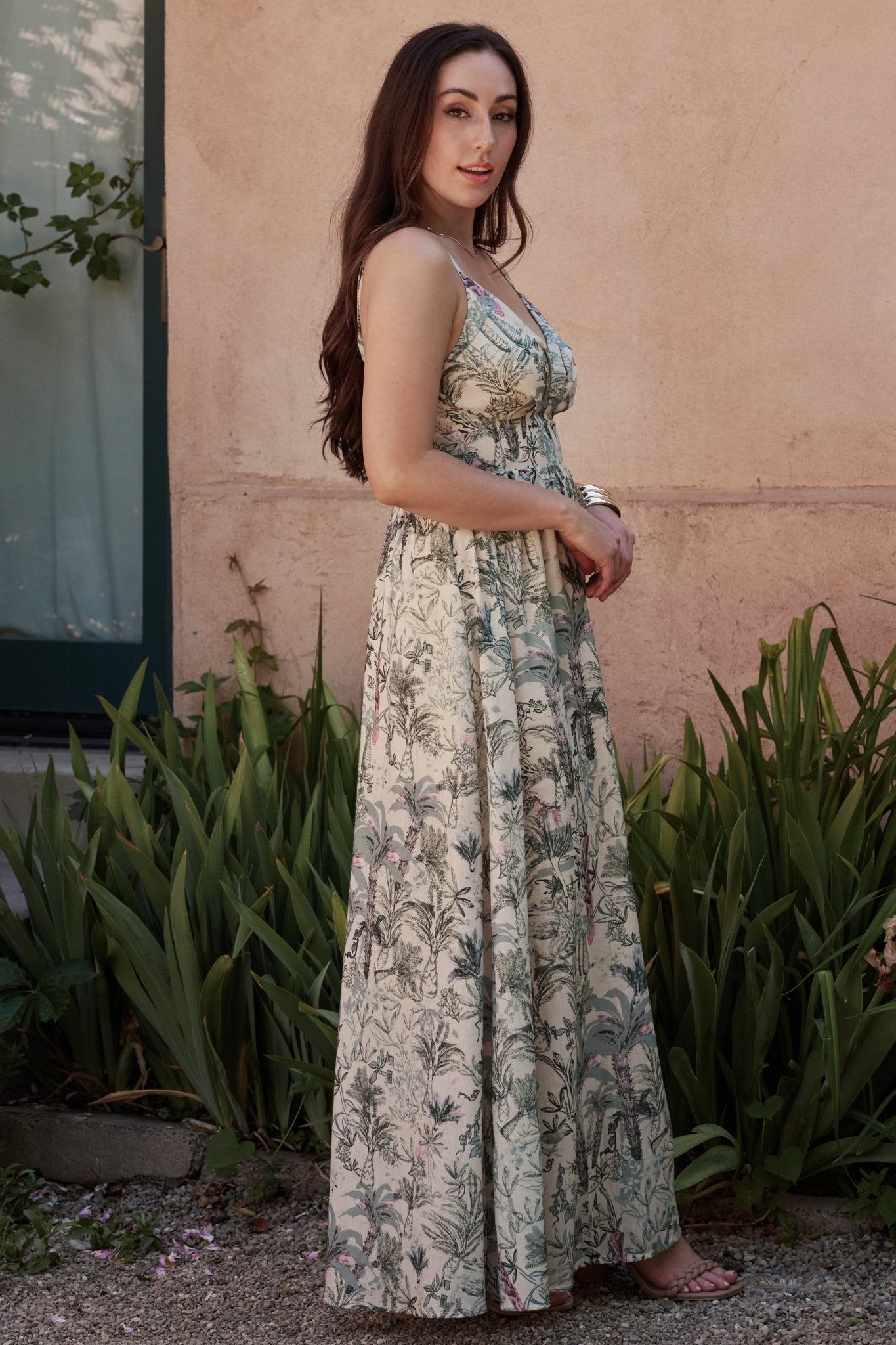 Naia Maxi Dress | Natural + Sage Print Secondary image