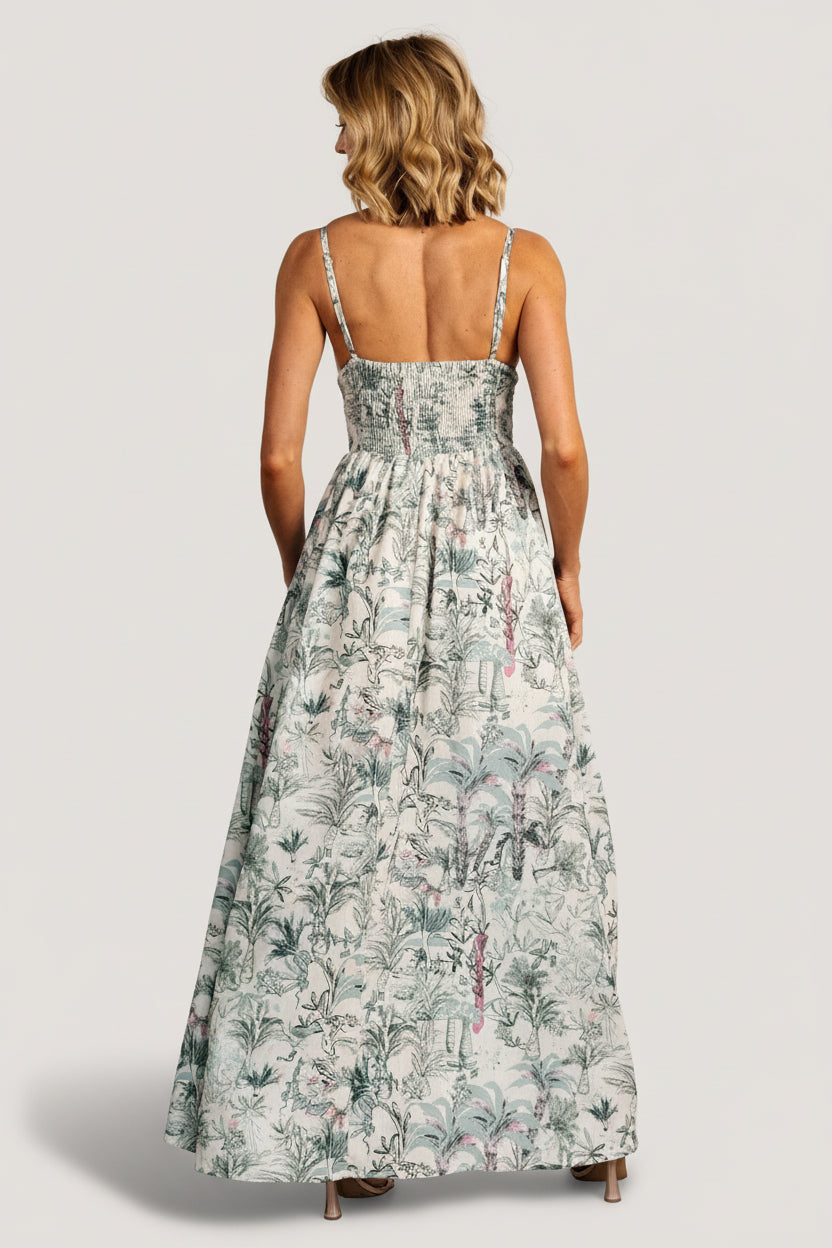 Naia Maxi Dress | Natural + Sage Print