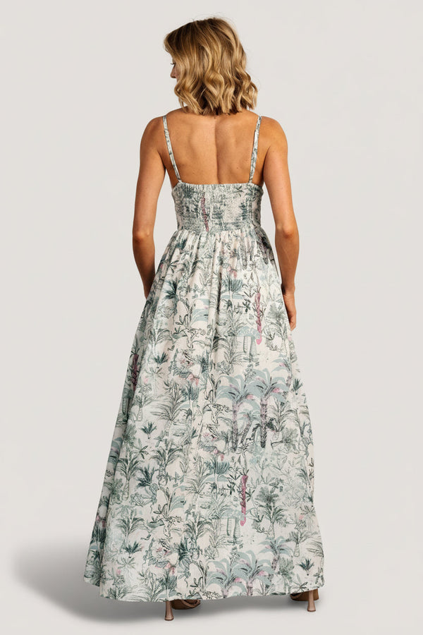 Naia Maxi Dress | Natural + Sage Print