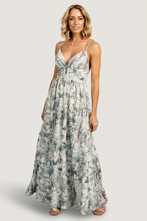 Naia Maxi Dress | Natural + Sage Print