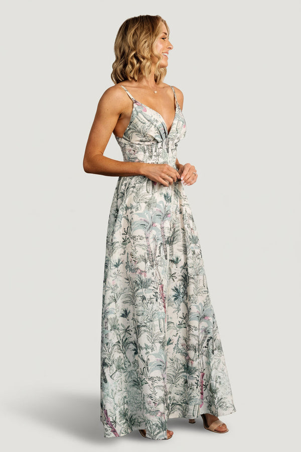 Naia Maxi Dress | Natural + Sage Print