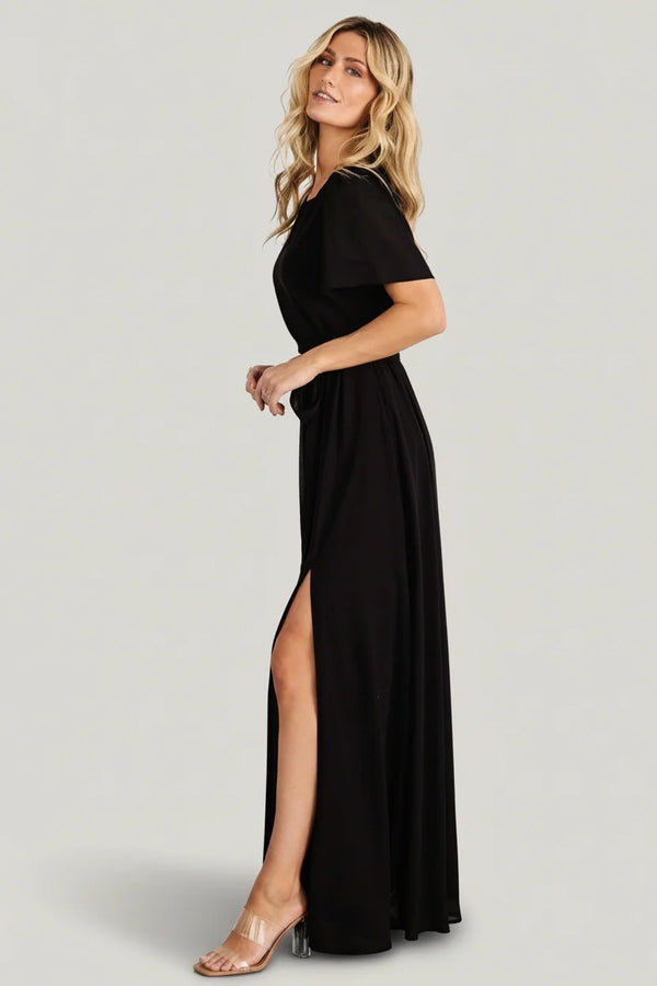Naomi Short Sleeve Maxi Dress | Black