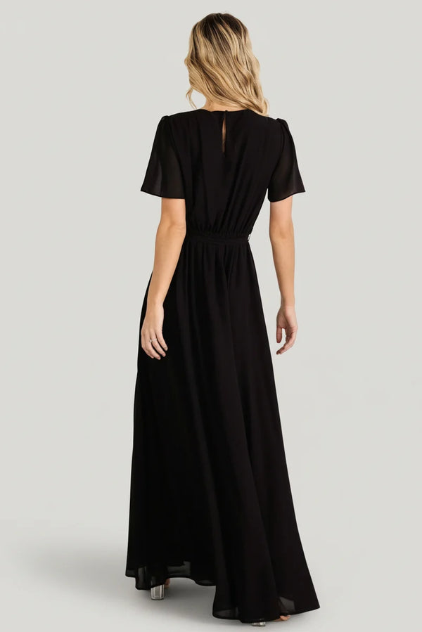 Naomi Short Sleeve Maxi Dress | Black