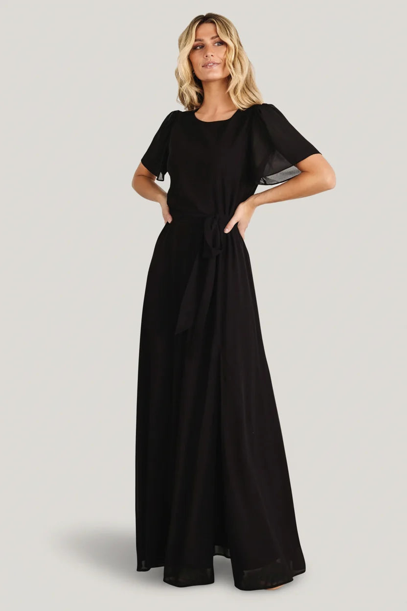 Naomi Short Sleeve Maxi Dress | Black Main image
