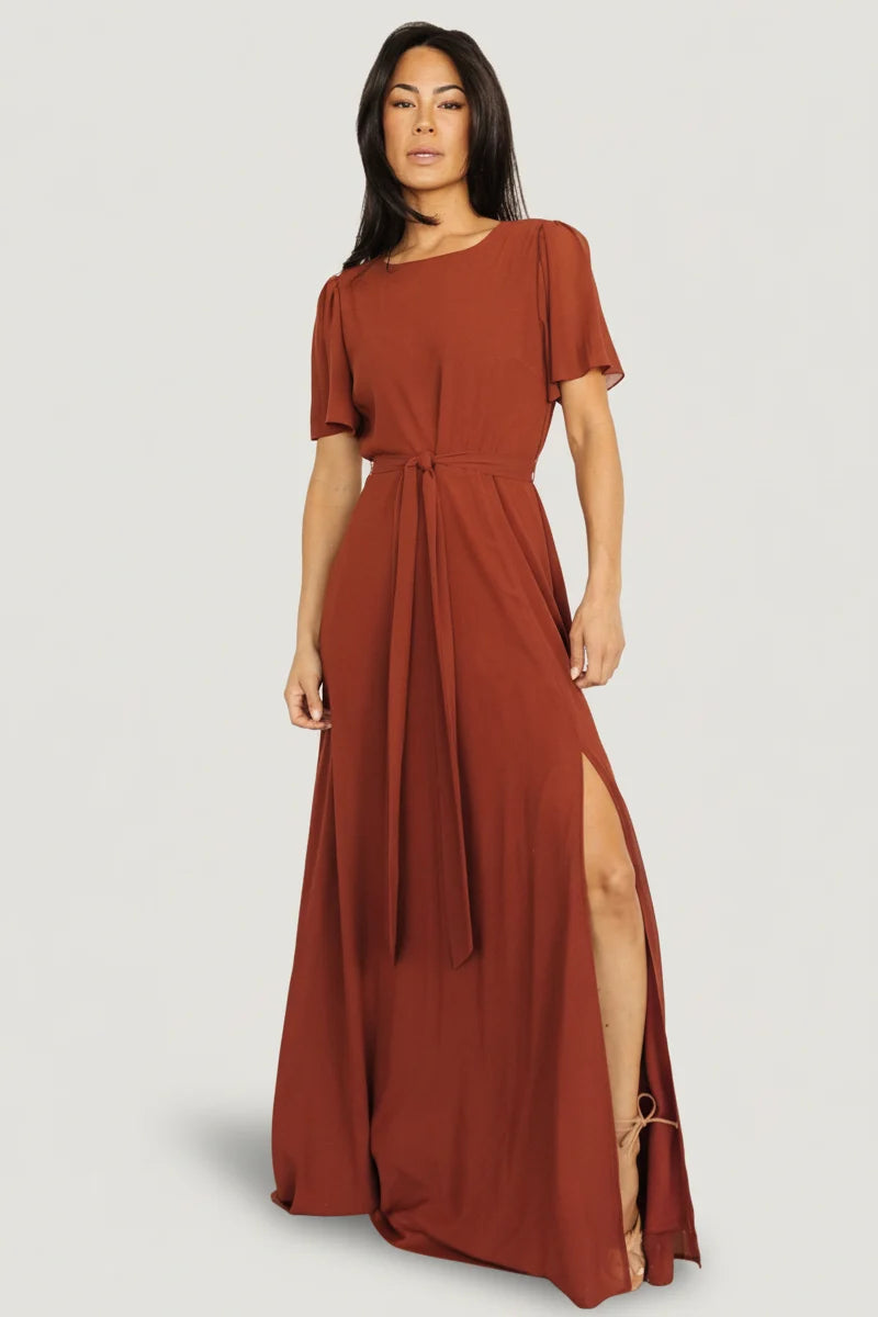 Naomi Short Sleeve Maxi Dress | Cinnamon Main image