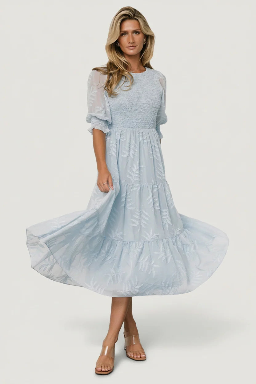 Nellie Smocked Midi Dress | Light Blue Main image