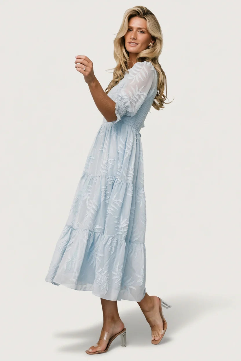 Nellie Smocked Midi Dress | Light Blue