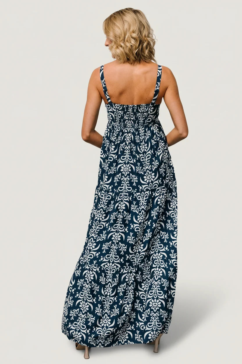 Oceanside Maxi Dress | Navy Print