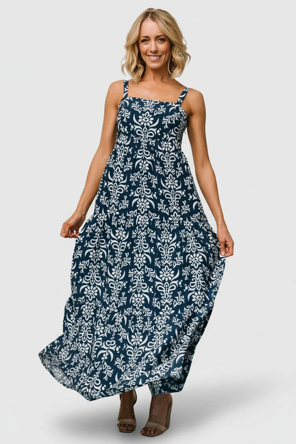 Oceanside Maxi Dress | Navy Print
