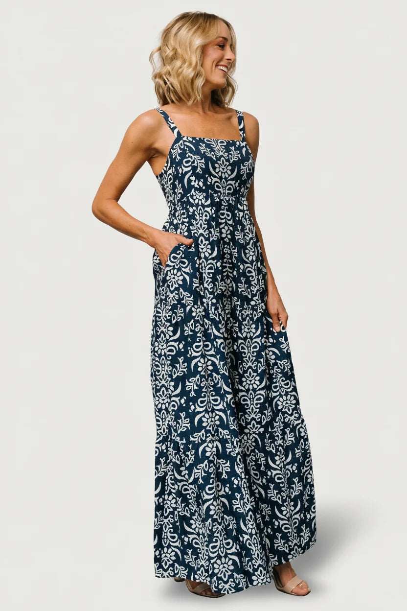 Oceanside Maxi Dress | Navy Print