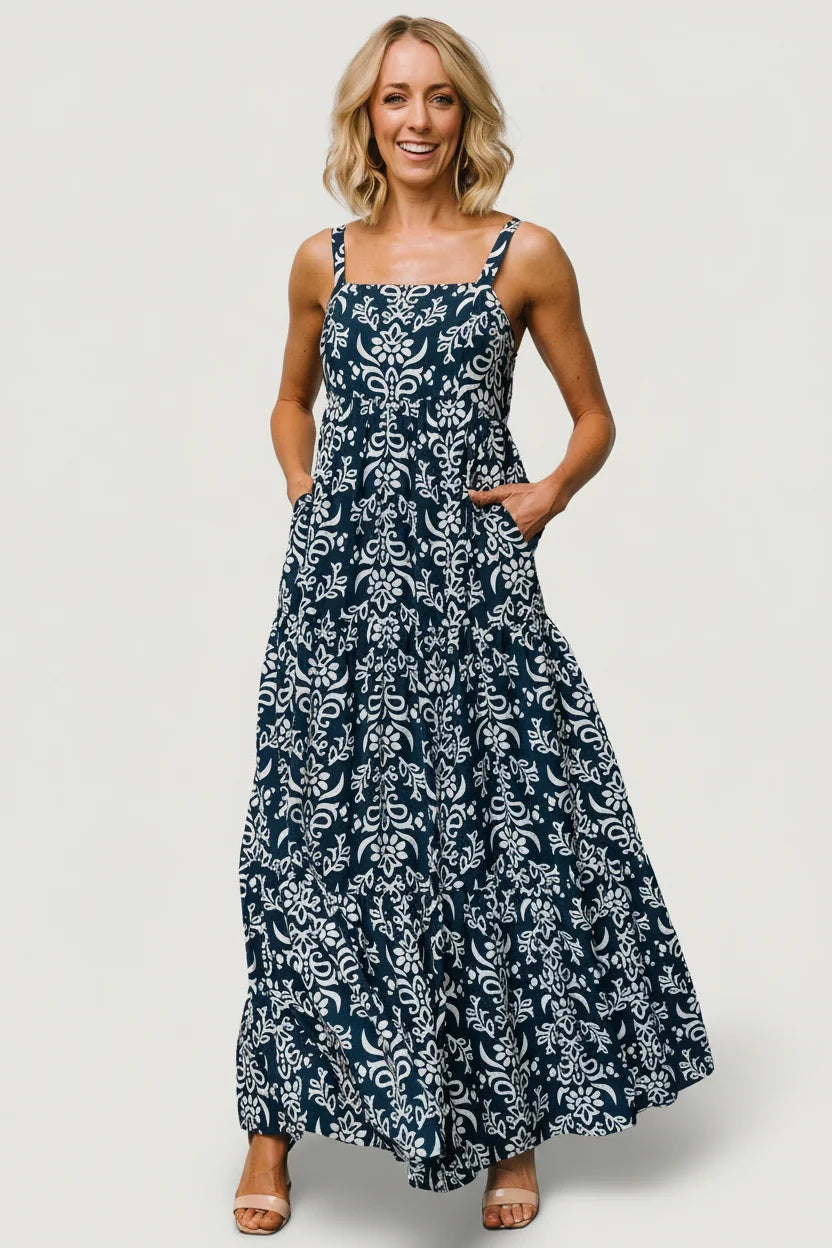 Oceanside Maxi Dress | Navy Print Main image