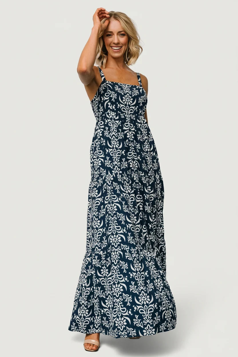 Oceanside Maxi Dress | Navy Print