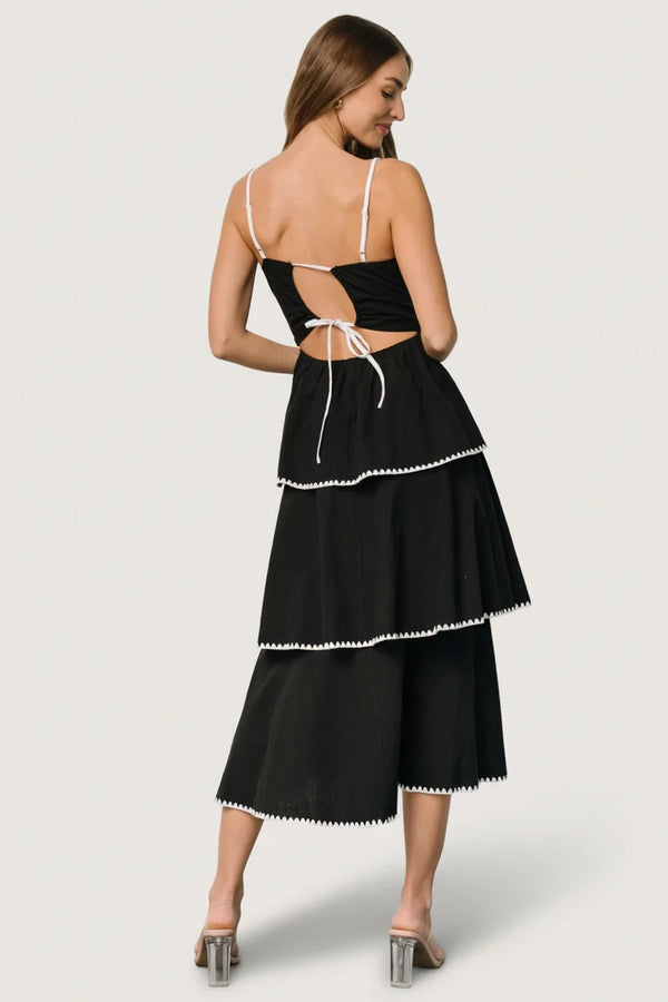 Odette Tiered Dress | Black + White