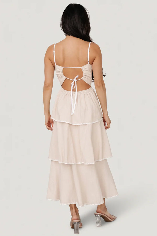 Odette Tiered Dress | Natural + White