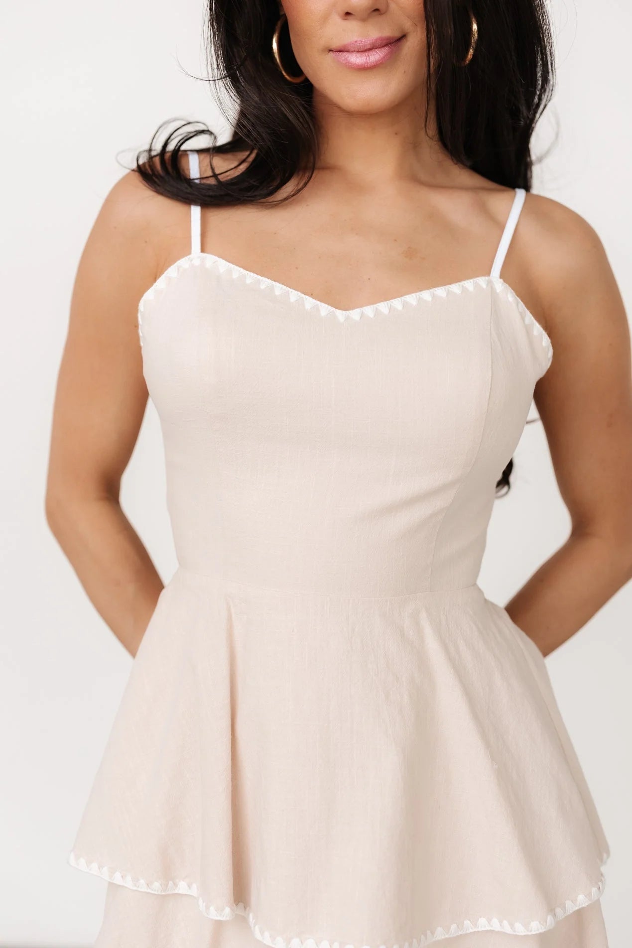 Odette Tiered Dress | Natural + White Secondary image