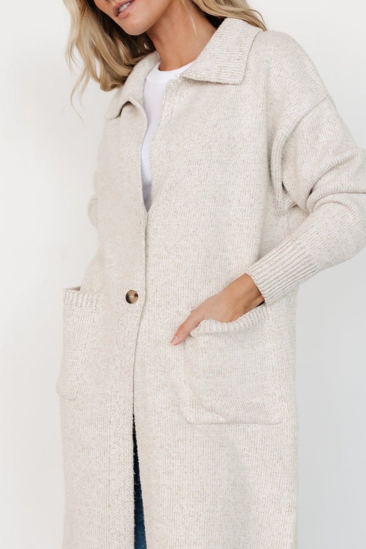 Ontario Long Button Cardigan | Oatmeal