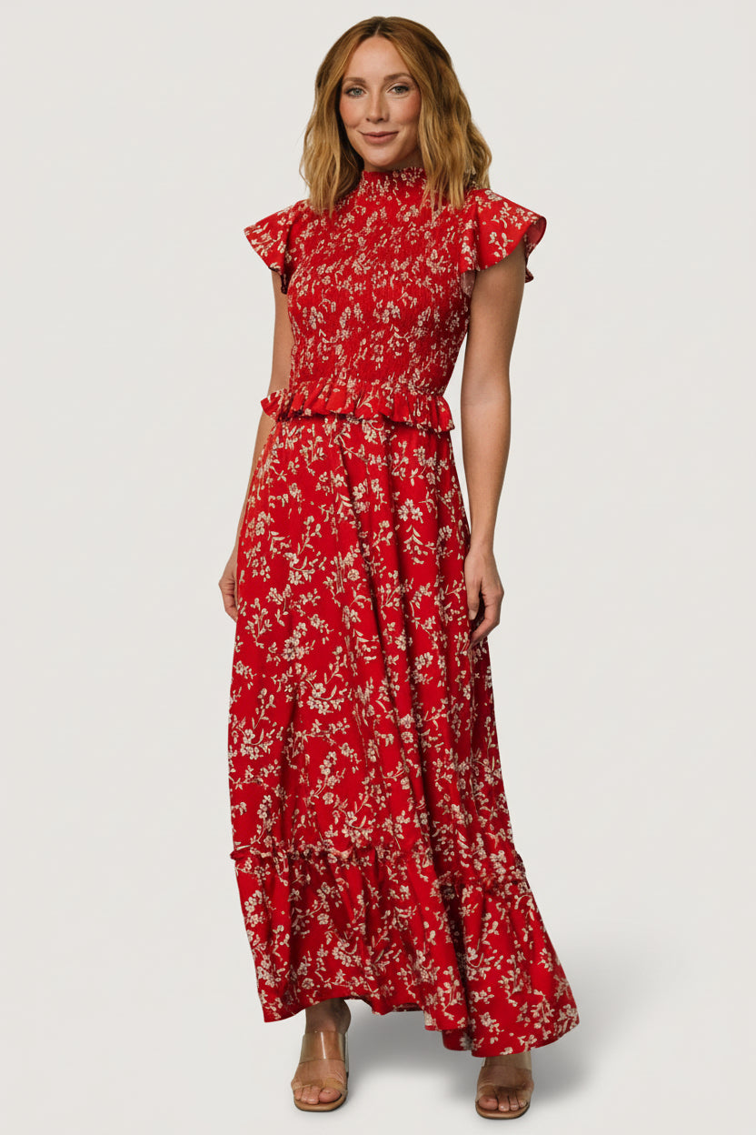 Orla Ruffle Maxi Dress | Red Floral Main image