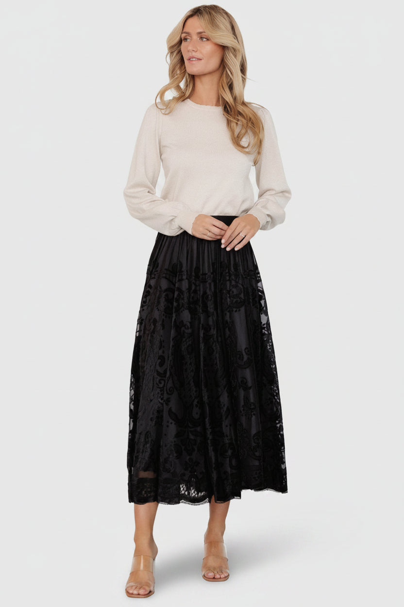 Palini Velvet Skirt | Black