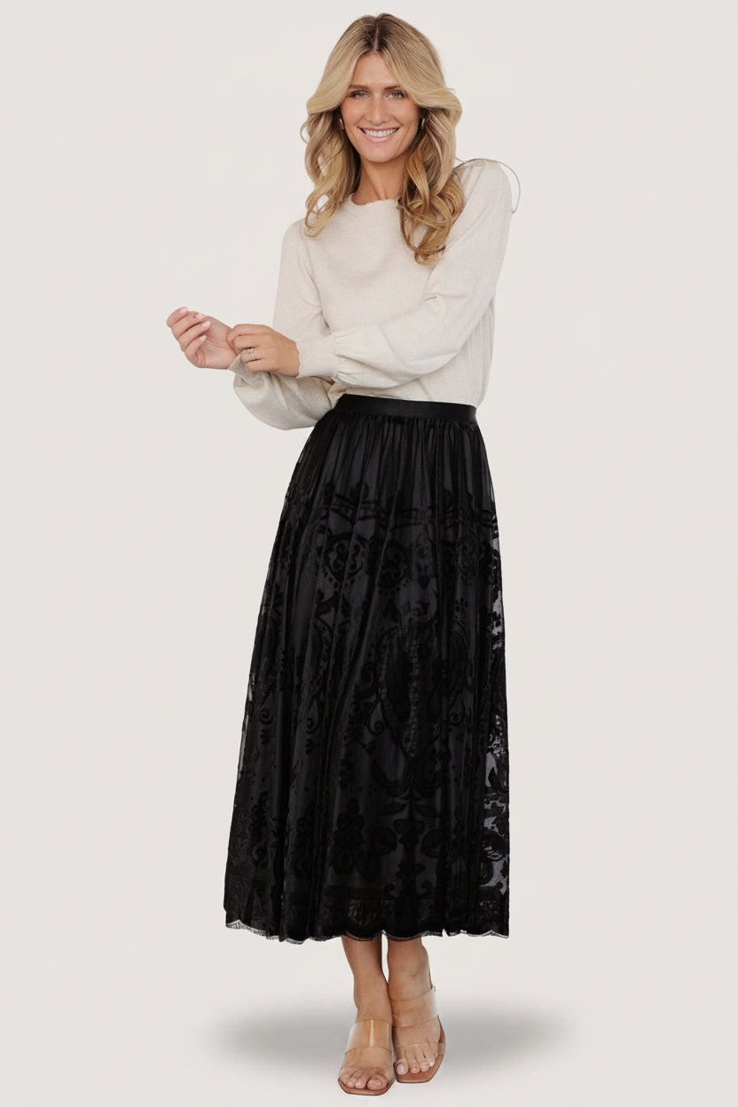 Palini Velvet Skirt | Black