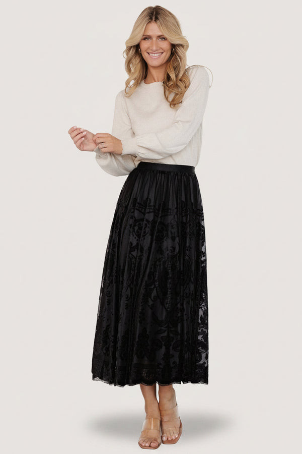 Palini Velvet Skirt | Black
