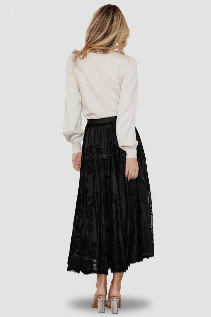 Palini Velvet Skirt | Black