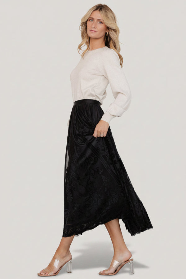 Palini Velvet Skirt | Black