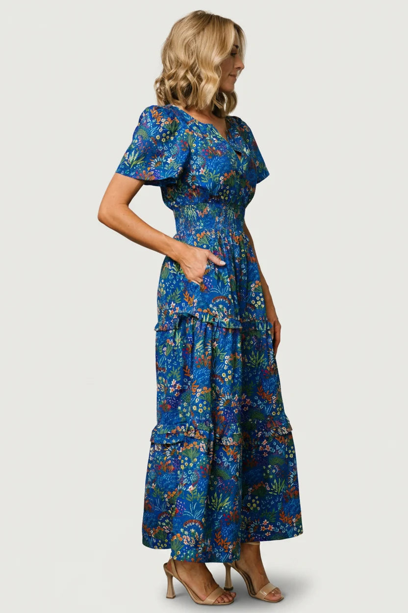 Palmer Tiered Maxi Dress | Cobalt Multi